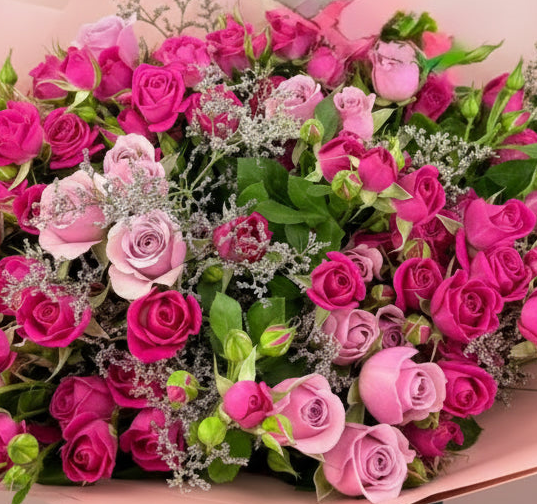 Lilac & Pink Roses Bouquet- Free Flower Deliver in Dubai