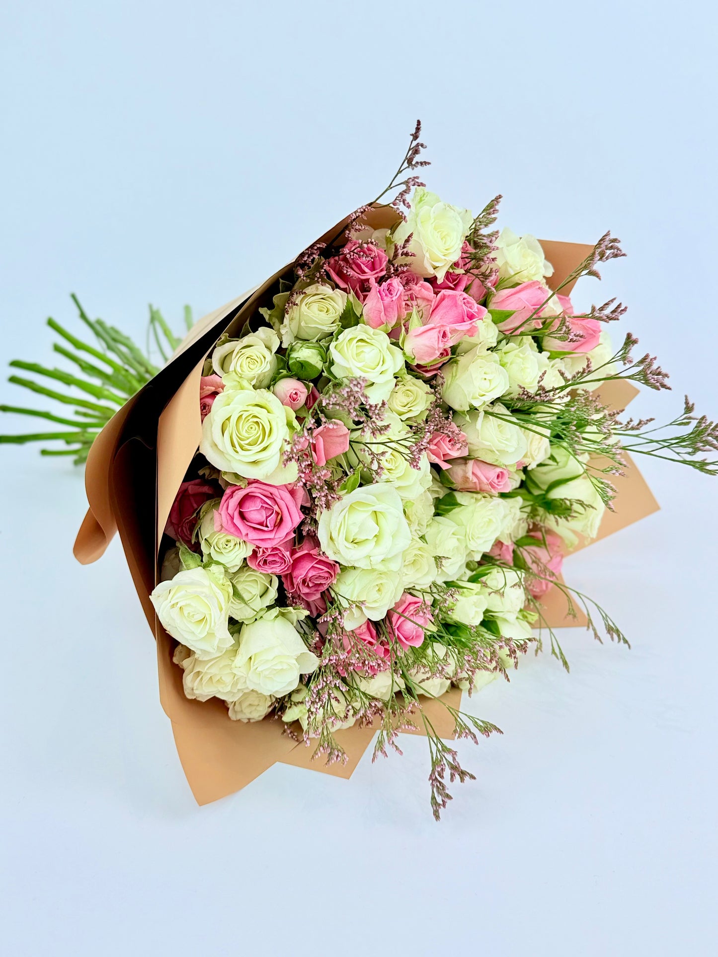 Elegant blush rose box with pink and cream roses-flowers online same day delivery UAE