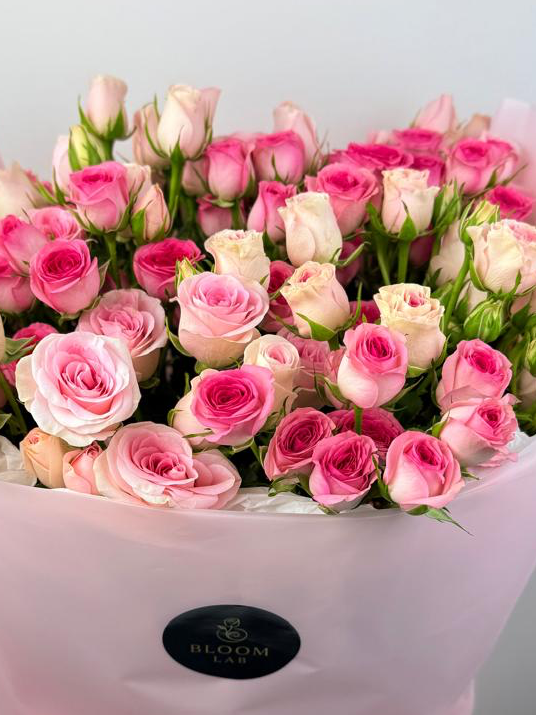 The pink Garden- 20 baby roses of pink color arranged as garden for her