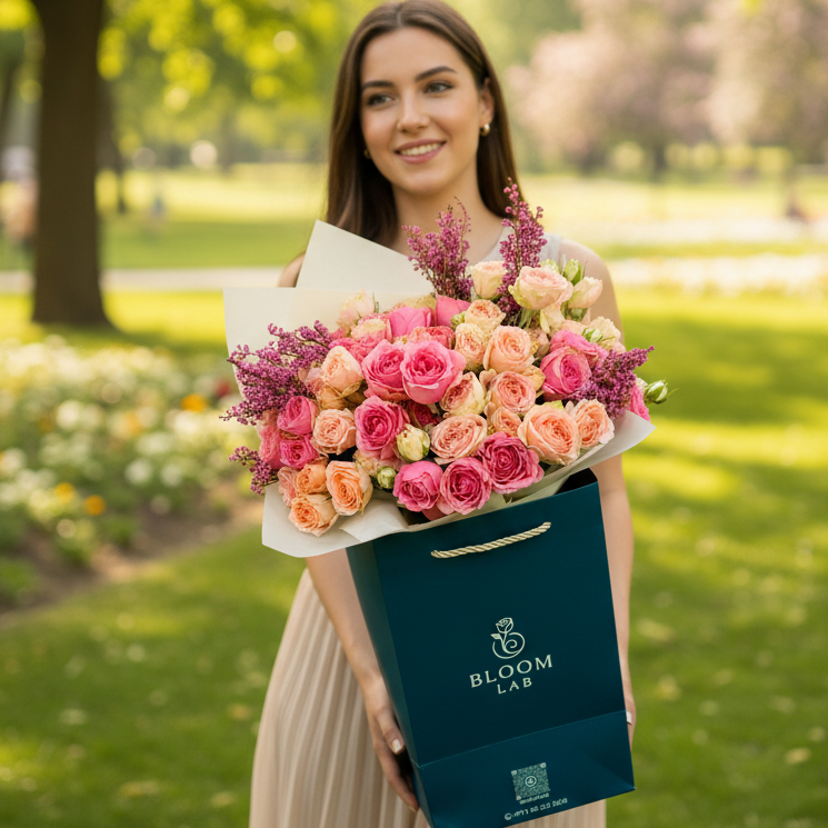 Blush & Peach Rose Bouquet